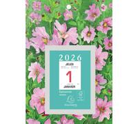 EXACOMPTA Bloc éphéméride neutre Fleurs (9,8 x 13,4 cm) sur plaque illustrée 18 x 26 cm 2026 - Visuels assortis
