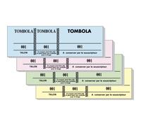 EXACOMPTA Bloc tombola 100 feuillets numérotés de 3 volets - Format 4,8x15 cm - Couleurs assorties