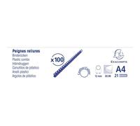 Exacompta - Réf. 75401E - Boîte de 100 reliures spirales en PVC noir 12 mm - permet de relier 65 à 90 feuilles de 80g format A4 ou A3 paysage - convient pour tout type de machine à relier à anneaux