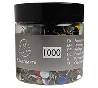 EXACOMPTA Boîte 1000 punaises en laiton hauteur 9mm 9mm diamètre Couleurs assorties