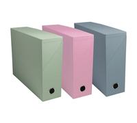 Exacompta Boîte archive de classement Autentik A4 dos 9 cm carton recyclé - Lot de 3 couleurs assorties