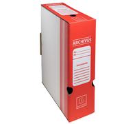 Lot de 50 - EXACOMPTA Boite archive Dos 100mm carton ondulé couleurs - 25x34cm - Rouge