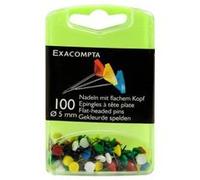 Exacompta - Boîte de 100 épingles à tête plate 5mm couleurs assorties G