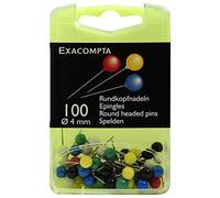 Exacompta Boîte de 100 épingles sphériques hauteur 15mm 4mm de diamètre Couleurs assorties