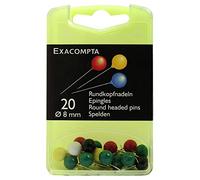 Exacompta Boîte de 20 épingles sphériques 8mm de diamètre Couleurs Assorties