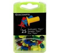 Exacompta - Boîte de 25 épingles Papic couleurs assorties