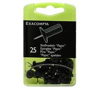 Exacompta Boîte de 25 épingles Papic hauteur 7mm 10mm de diamètre Noir