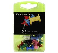 Exacompta Boîte de 25 épingles Push Pins Hauteur 7 mm Diamètre 10 mm Couleurs assorties