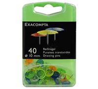 Exacompta Boîte de 40 punaises Linicolor® pointe 7mm 10mm diamètre Coul. ass. translucide