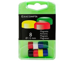 EXACOMPTA Boîte de 8 aimants F12 - 12mm de diamètre - Couleurs assorties