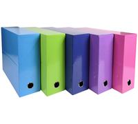 Exacompta Boîte de classement 25,5 x 34 cm Iderama - Dos 9 cm - Coloris assortis - Lot de 5