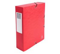 Exacompta - Ref. 50835E - 1 boite de classement avec élastiques Exabox - en carte lustrée 600g/m2 - Dos 8 cm - dimensions 25 x 33 cm - pour documents A4 - couleur rouge - livrée montée