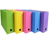 Exacompta Boîte de classement Salsa en papier cartonné - Dos 9 cm - Assorties - Lot de 5