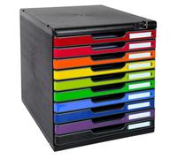 Exacompta Box à tiroirs MODULO 332014D A4 10 tiroirs couleur +serrure