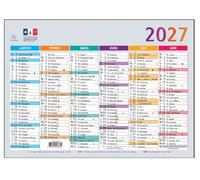 Exacompta - Calendrier Multicolore Semestriel 13x17cm - 2027 | 12 mois, Impression Recto Verso, Perforation pour fixation murale, Fabriqué en France