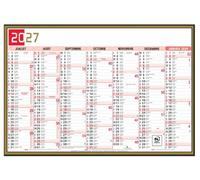 Exacompta 34311E - Calendrier semestriel Tricolore - 29,5 x 22 cm - Janvier 2026/2027 - Coloris rouge, noir et or