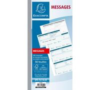 Exacompta - Réf. 13290E - 1 carnet broché messages téléphones (4 à la page) - brochure de 200 messages détachables pré-imprimés et autocopiants - 50 feuilles dupli - format 297 x 148 mm - certifié FSC