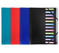 Exacompta - Carton de 10 trieurs Opak - 3 rabats - Format A4 | Avec élastiques et fenêtres découpées - Couverture et intérieur en PP - 12 compartiments - Dim. 25x32cm - Couleurs assorties