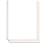 EXACOMPTA 62523E "1000 feuilles de listing autocopiantes blanc/rose/jaune 240x12"" 3plis Bandes Caroll Détachables" Blanc
