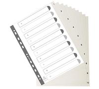 Exacompta - Carton de 20 intercalaires gris en polypropylène recy vec 10 onglets imprimés numériques de 1 à 10 - Format A4 - Dimensions 22,5 x 29,7 cm - Certifiés Ange Bleu