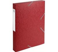 Exacompta - Chemise 3 Rabats Et Élastique Cartobox Dos De 4 Cm En Carte Lustrée 5/10e - 24x32 Cm - Rouge - Lot De 10