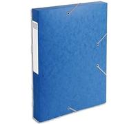 EXACOMPTA Chemise 3 rabats et élastique Exatobox dos de 4 cm, en carte lustrée 5/10e bleu