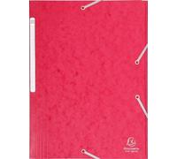 Exacompta - Chemise 3 Rabats Et Élastique Monobloc En Carte Lustrée 5/10e - 24x32 Cm - Rouge - Lot De 25