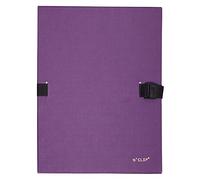 Exacompta Chemise à dos extensible Réf. 21516E toilé vernis 24x32 cm A4 violet avec rabat & clip