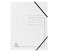EXACOMPTA Chemise à élastique 3 rabats carte lustrée 355gm2 - A4 - Blanc