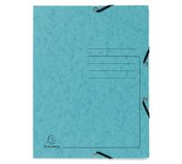 EXACOMPTA Chemise à élastique 3 rabats carte lustrée 355gm2 - A4 - Turquoise