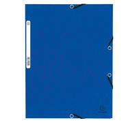 Exacompta - Réf. 55302E - 1 chemise à élastiques - pochettes 3 rabats - en carte lustrée 355 g/m2 - dimensions 24 x 32 cm pour documents au format A4 - couleur bleu