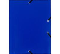 Exacompta Chemise à élastiques Réf. 55902E — 3 rabats polypropylène opaque 24x32 cm A4 Bleu