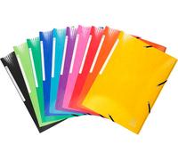 EXACOMPTA Chemise à élastiques 3 rabats Maxi capacity carte lustrée pelliculée 425gm2 Iderama A4 - Couleurs assorties