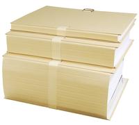 Exacompta - Réf. 320E - Carton de 10 chemises à dos extensible en papier toilé couleur - dos extensible jusqu'à 16 cm - fermeture par sangle - dimensions 26 x 36 cm - pour folio - couleur mastic
