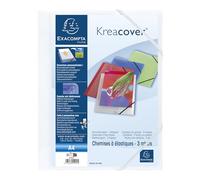 Exacompta - Réf. 55992E - 1 chemise à élastiques Kreacover - pochette 3 rabats - en polypropylène opaque - dimensions 24 x 32 cm pour documents au format A4 - couleur blanc