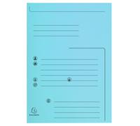 Exacompta Chemises dossier 2 rabats préimprimées - 200 feuilles A4 - Carte 240 x 320 mm - Bleu - Lot de 25