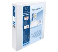 Exacompta Classeur à anneaux personnalisable 3 faces plastifié Kreacover 4 anneaux en D 40 mm - A4 maxi Dos 6,4 cm Capacité 370 feuilles blanc