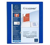 Exacompta Classeur PP personnalisable Kreacover – 4 anneaux en D 30 mm – A4 maxi – Bleu