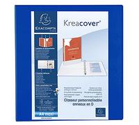 Exacompta Classeur réf. 51845BE – opaque rigide personnalisable 4 anneaux en D de 60 mm A4 Maxi Bleu