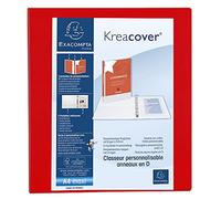 EXACOMPTA Classeur PP personnalisable Kreacover - 4 anneaux en D 40mm - A4 maxi - Rouge