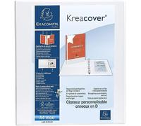 Exacompta Classeur personnalisable Kreacover A4 Maxi 4 anneaux Ø50 mm dos 70 mm Blanc