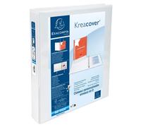 EXACOMPTA Classeur personnalisable rigide 2 poches KreaCover 2 anneaux en D 25mm - A4 maxi. - Blanc