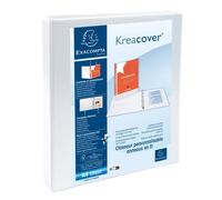 EXACOMPTA Classeur personnalisable rigide 2 poches KreaCover - 4 anneaux en D 16mm - A4 maxi - Blanc