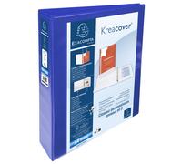 EXACOMPTA Classeur personnalisable rigide 2 poches KreaCover - 4 anneaux en D 40mm - A4 maxi - Bleu