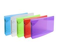 EXACOMPTA Classeur pour fiches bristol 125x200 2 anneaux 25mm polypropylène Crystal colours - Couleurs assorties