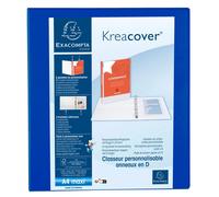 Exacompta Classeur réf. 51823BE A4 Maxi opaque rigide 3 poches dos 64 mm 2 anneaux en D 40 mm bleu