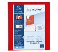 Exacompta - réf. 51846RE - 1 Classeur opaque rigide personnalisable 3 poches - 4 anneaux en D de 25 mm - Dos 47 mm - Dimensions extérieures : 32 x 27,7 cm - Format à classer A4 Maxi - Coloris : rouge
