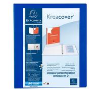 Exacompta - réf. 51842BE - 1 Classeur opaque rigide personnalisable 3 poches - 4 anneaux en D de 30 mm - Dos 47 mm - Dimensions extérieures : 32 x 27,7 cm - Format à classer A4 Maxi - Coloris : bleu