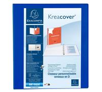 EXACOMPTA Classeur PP personnalisable Kreacover - 4 anneaux en D 40mm - A4 maxi - Bleu