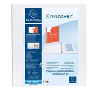 EXACOMPTA Classeur PP personnalisable Kreacover - 4 anneaux en D 50mm - A4 maxi - Blanc